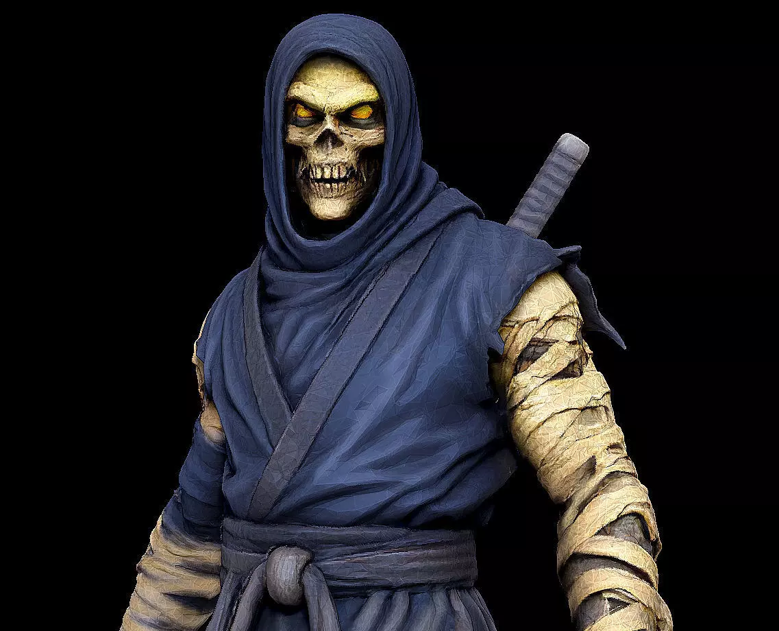 Ninja Mummy Warrior Wrapped Undead Assassin Highpoly Game Sculpt 3D print model_7