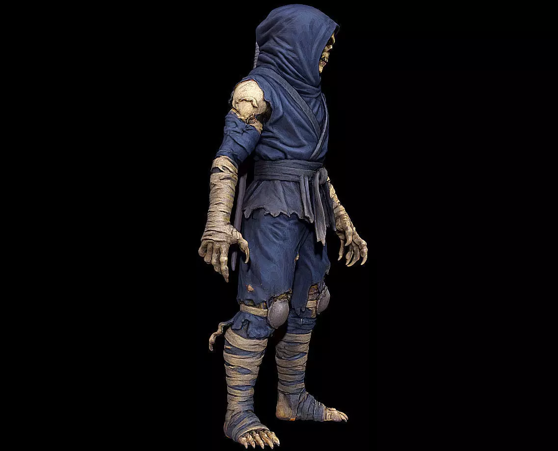 Ninja Mummy Warrior Wrapped Undead Assassin Highpoly Game Sculpt 3D print model_3