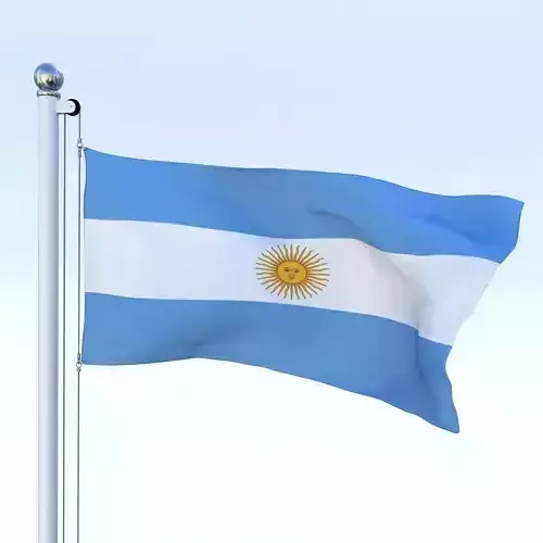Animated Argentina Flag Low-poly 3D model