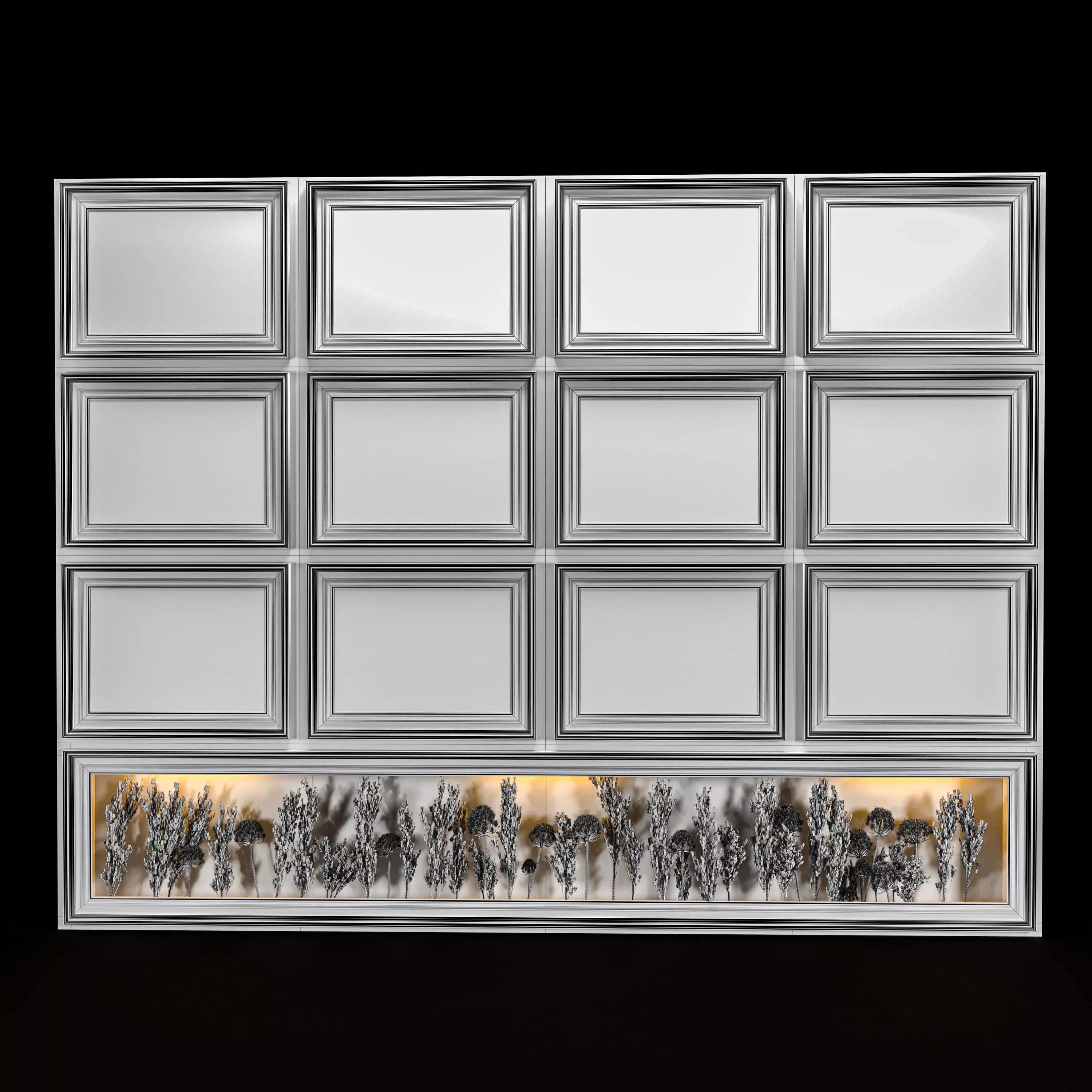 Modern Decorative Wall Panel with Dried Grass Display 3D Model 3D model_4