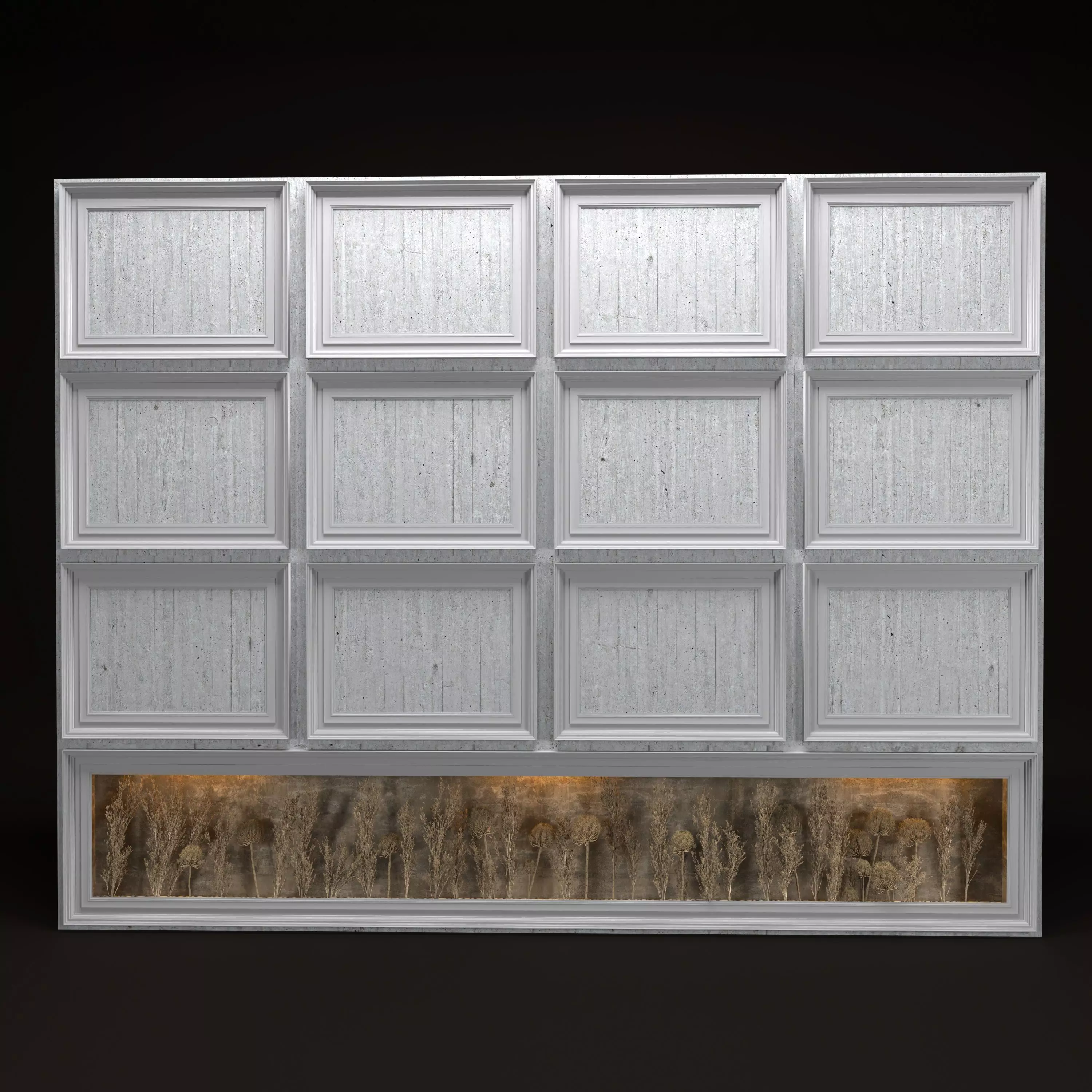 Modern Decorative Wall Panel with Dried Grass Display 3D Model 3D model_2