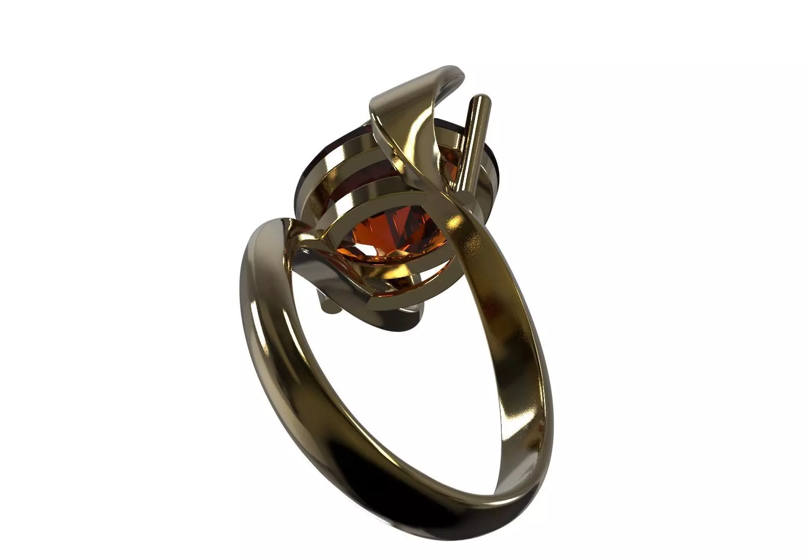 Oval Stone Solitaire Ring with Dynamic Twist Setting gr0172 3D print model_11