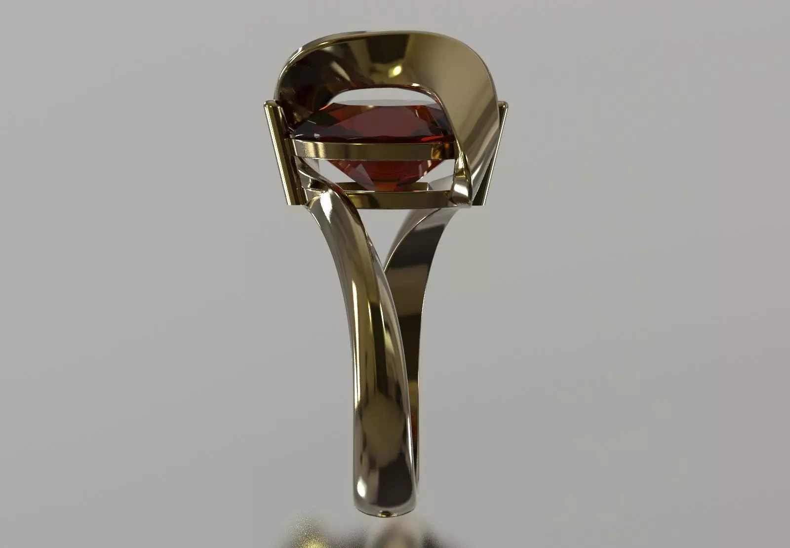 Oval Stone Solitaire Ring with Dynamic Twist Setting gr0172 3D print model_3