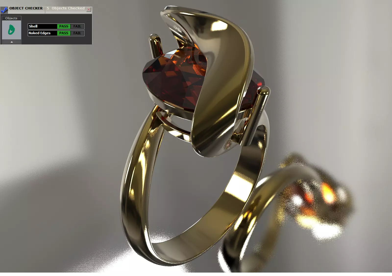 Oval Stone Solitaire Ring with Dynamic Twist Setting gr0172 3D print model_0