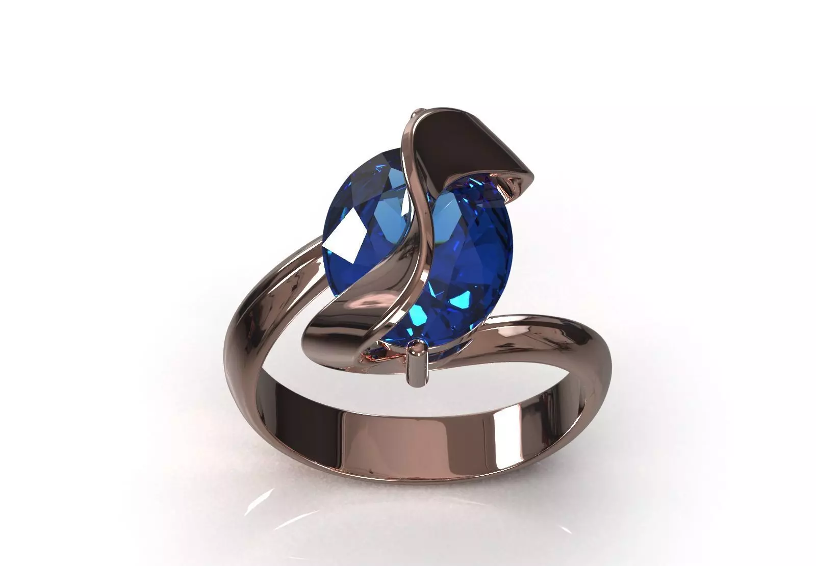 Oval Stone Solitaire Ring with Dynamic Twist Setting gr0172 3D print model_14