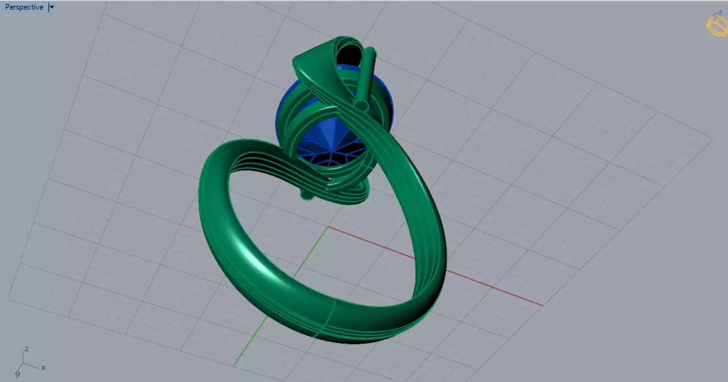 Oval Stone Solitaire Ring with Dynamic Twist Setting gr0172 3D print model_10