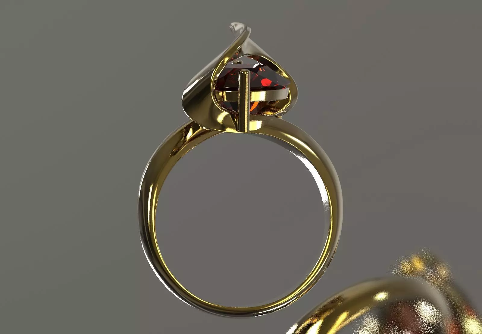 Oval Stone Solitaire Ring with Dynamic Twist Setting gr0172 3D print model_2