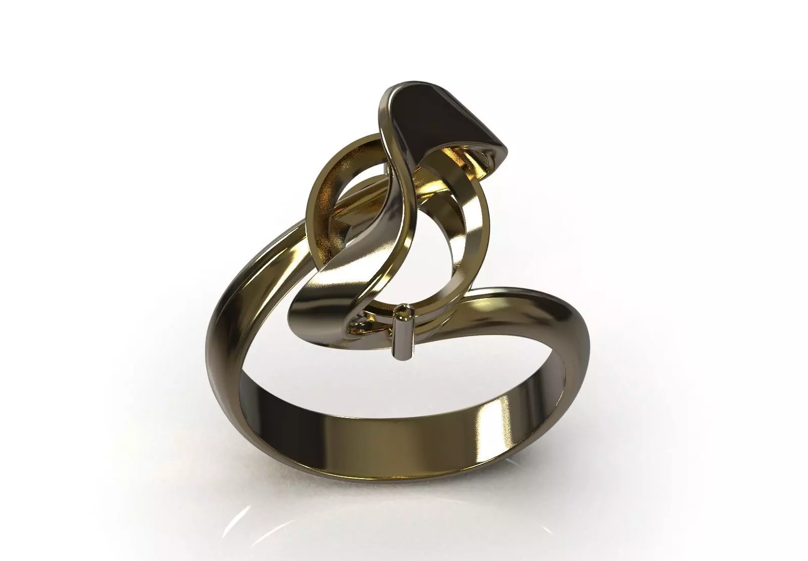 Oval Stone Solitaire Ring with Dynamic Twist Setting gr0172 3D print model_12