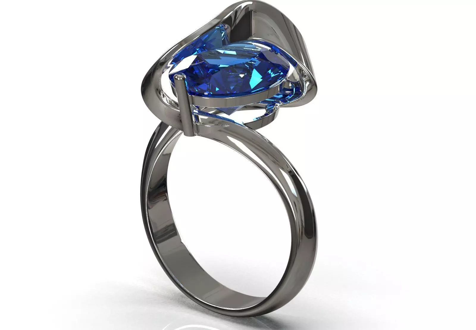 Oval Stone Solitaire Ring with Dynamic Twist Setting gr0172 3D print model_13