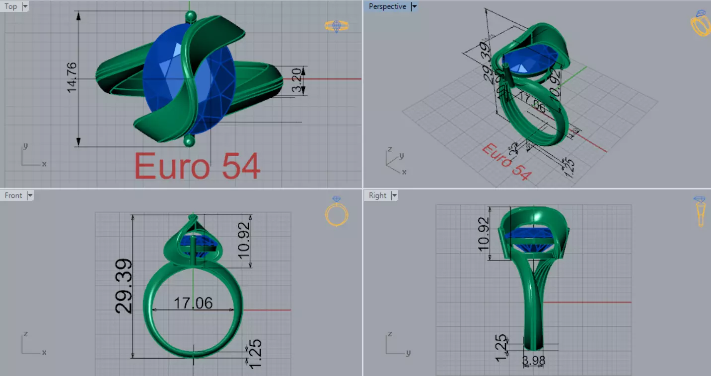 Oval Stone Solitaire Ring with Dynamic Twist Setting gr0172 3D print model_8