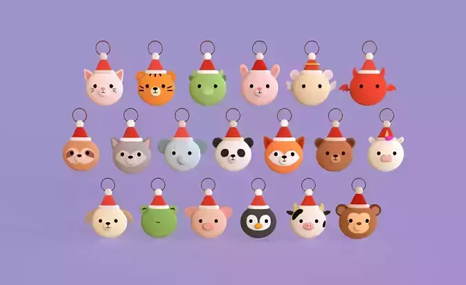 Christmas Animal Wall Hook Set Cute Holiday Decoration