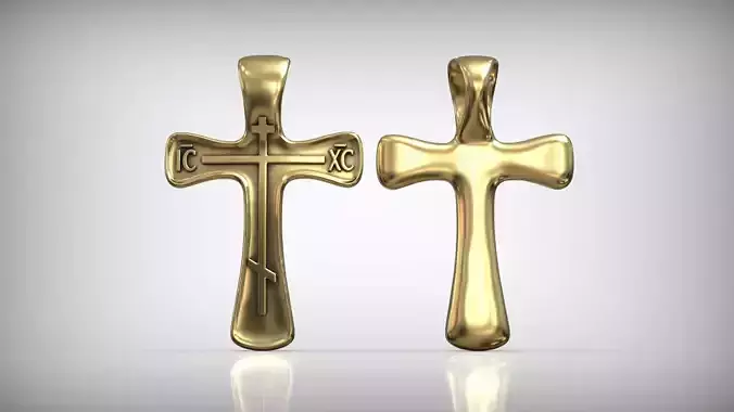 Vintage IC XC Engraved Smooth Contours Orthodox Cross Pendant