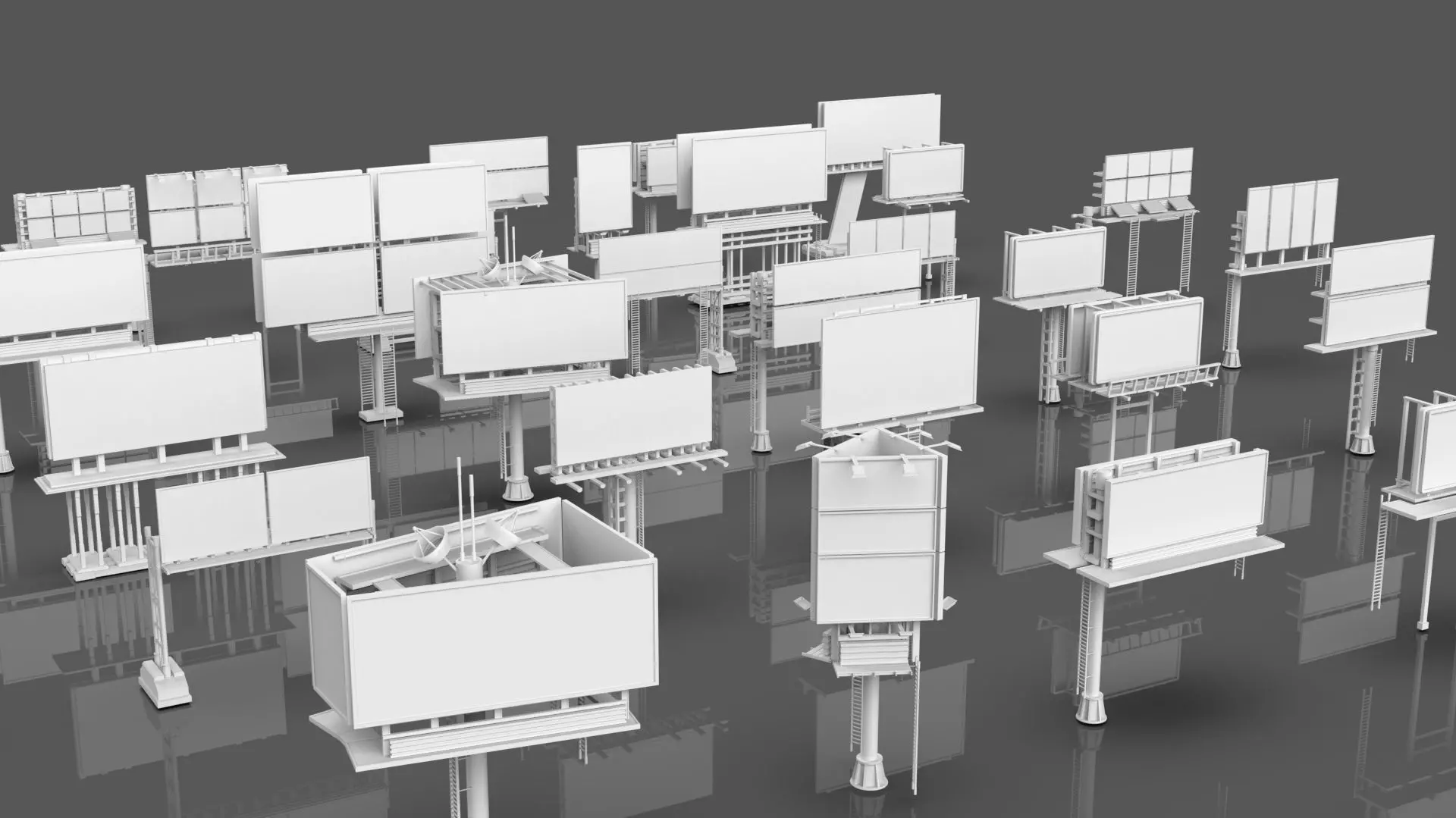 Buildings -Billboards -Turrets-465 Assets Combo Pack -Untextured Low-poly 3D model_9
