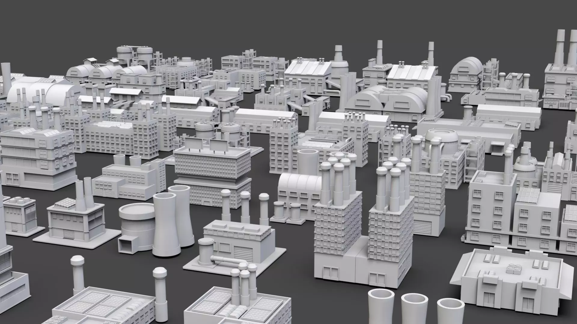 Buildings -Billboards -Turrets-465 Assets Combo Pack -Untextured Low-poly 3D model_16