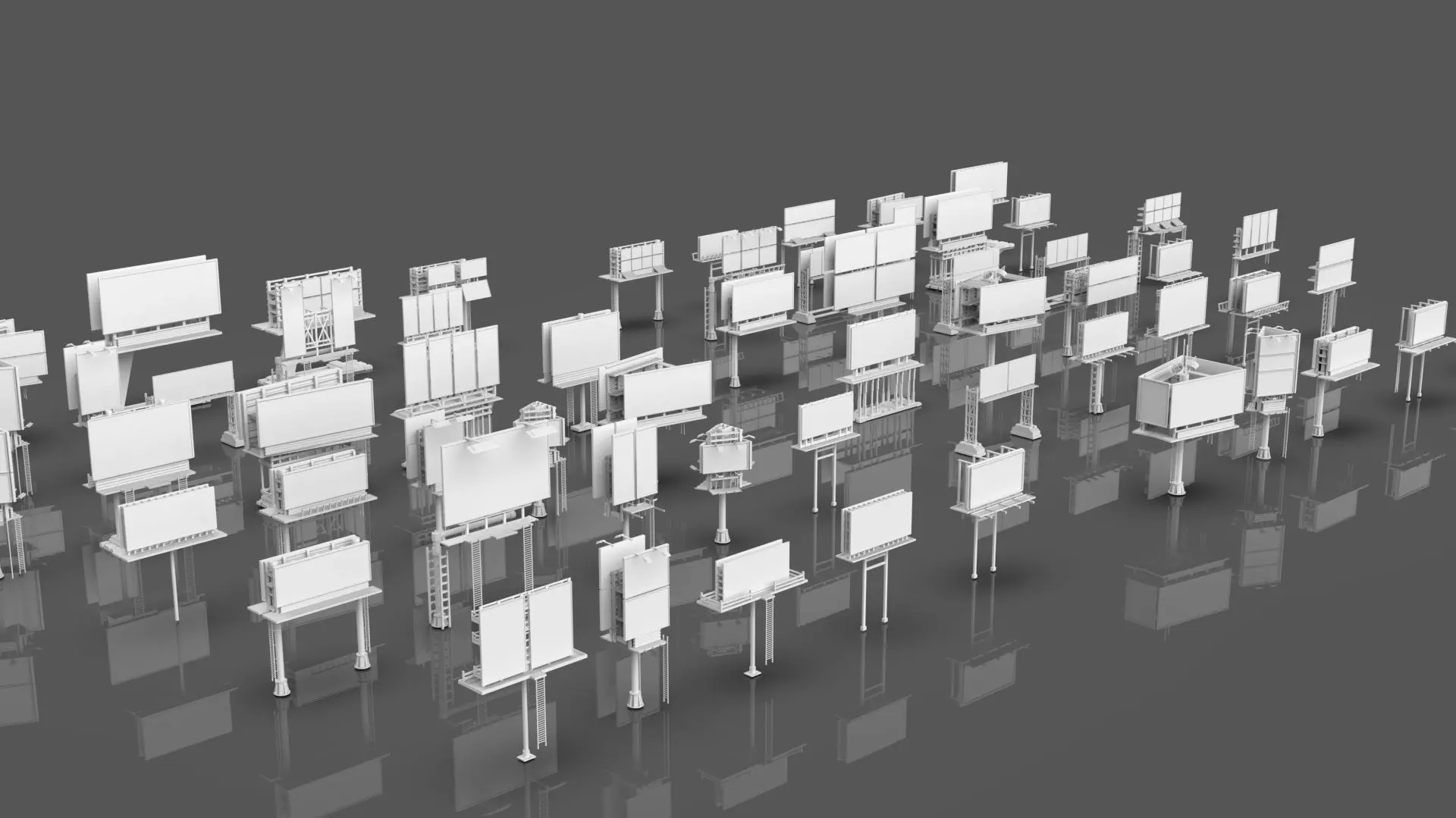 Buildings -Billboards -Turrets-465 Assets Combo Pack -Untextured Low-poly 3D model_14