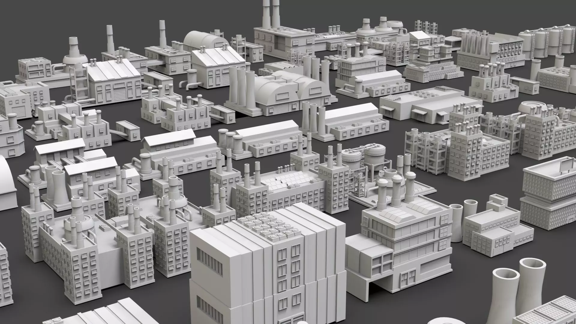 Buildings -Billboards -Turrets-465 Assets Combo Pack -Untextured Low-poly 3D model_18