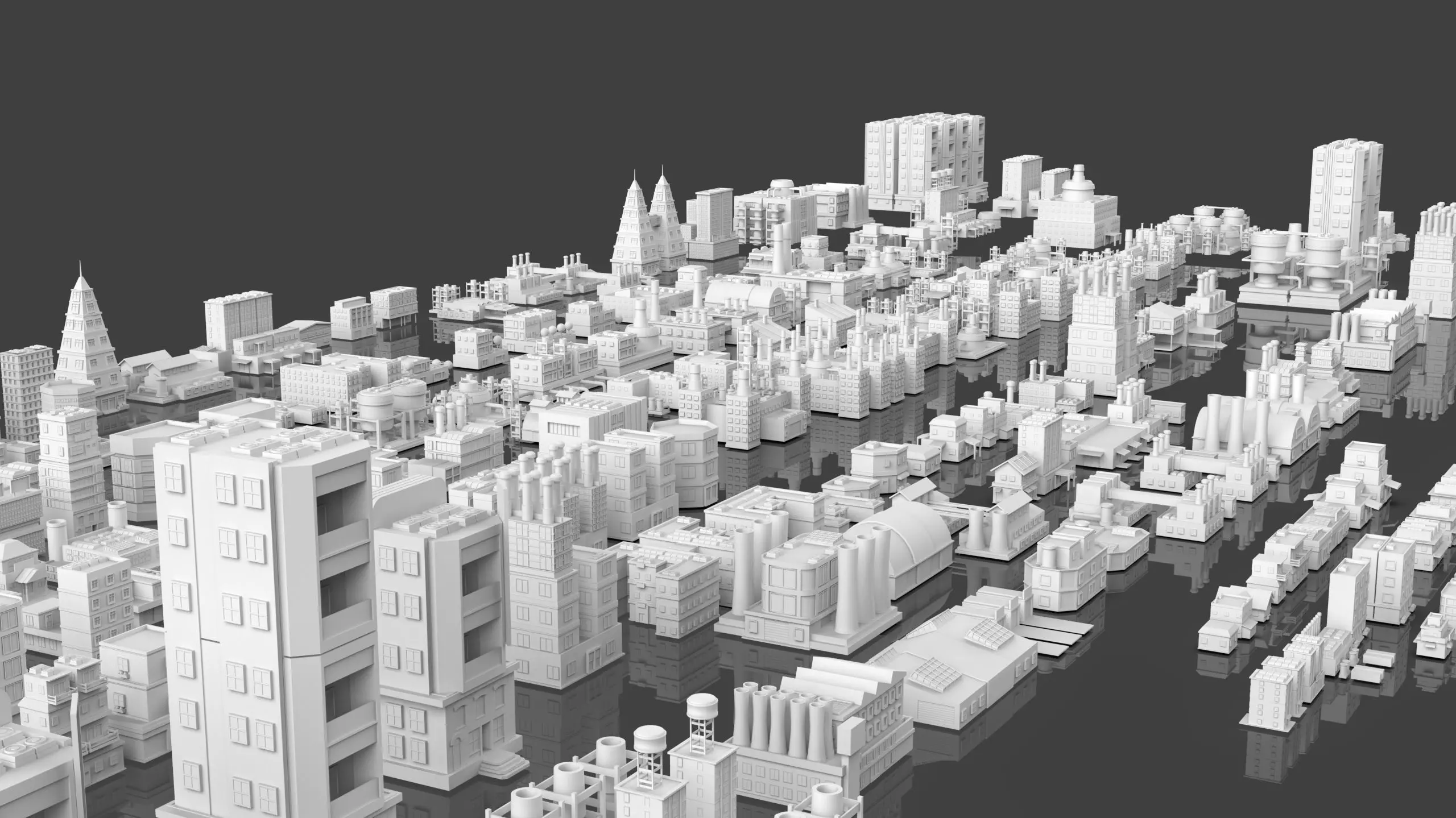 Buildings -Billboards -Turrets-465 Assets Combo Pack -Untextured Low-poly 3D model_3