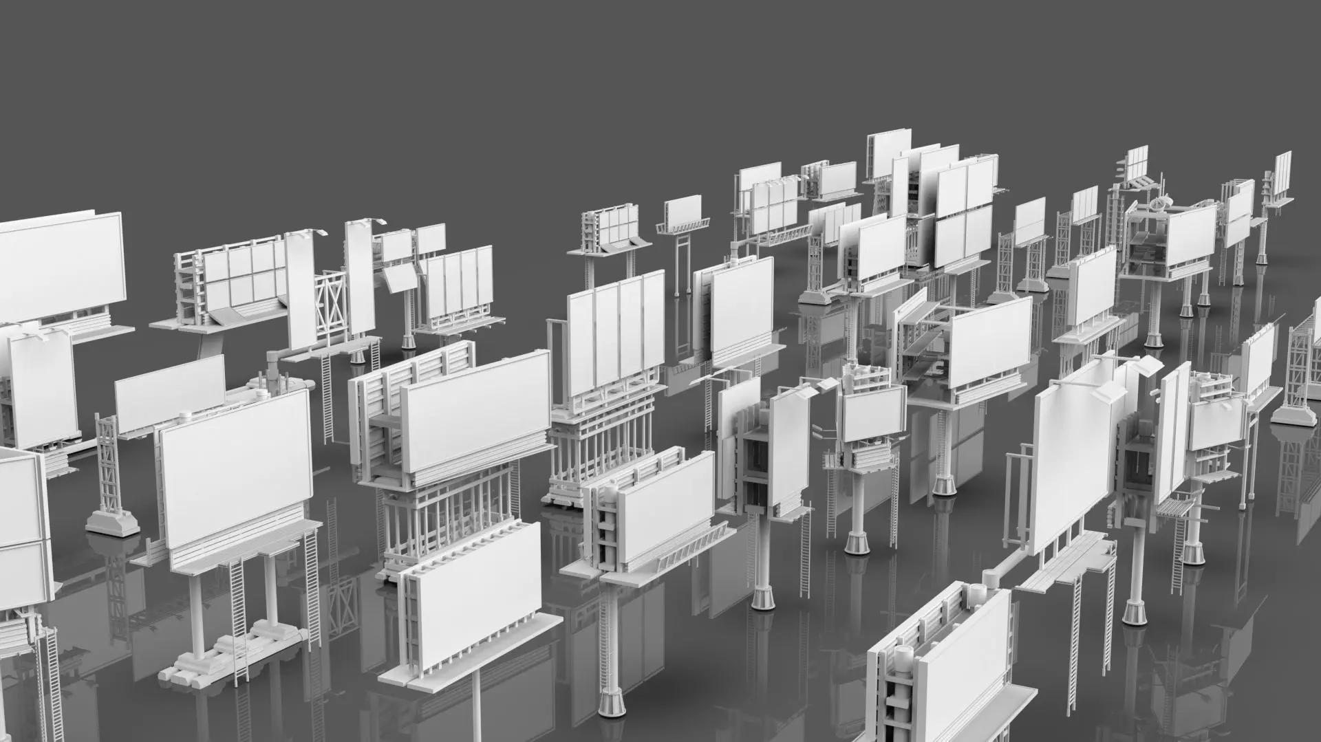 Buildings -Billboards -Turrets-465 Assets Combo Pack -Untextured Low-poly 3D model_12