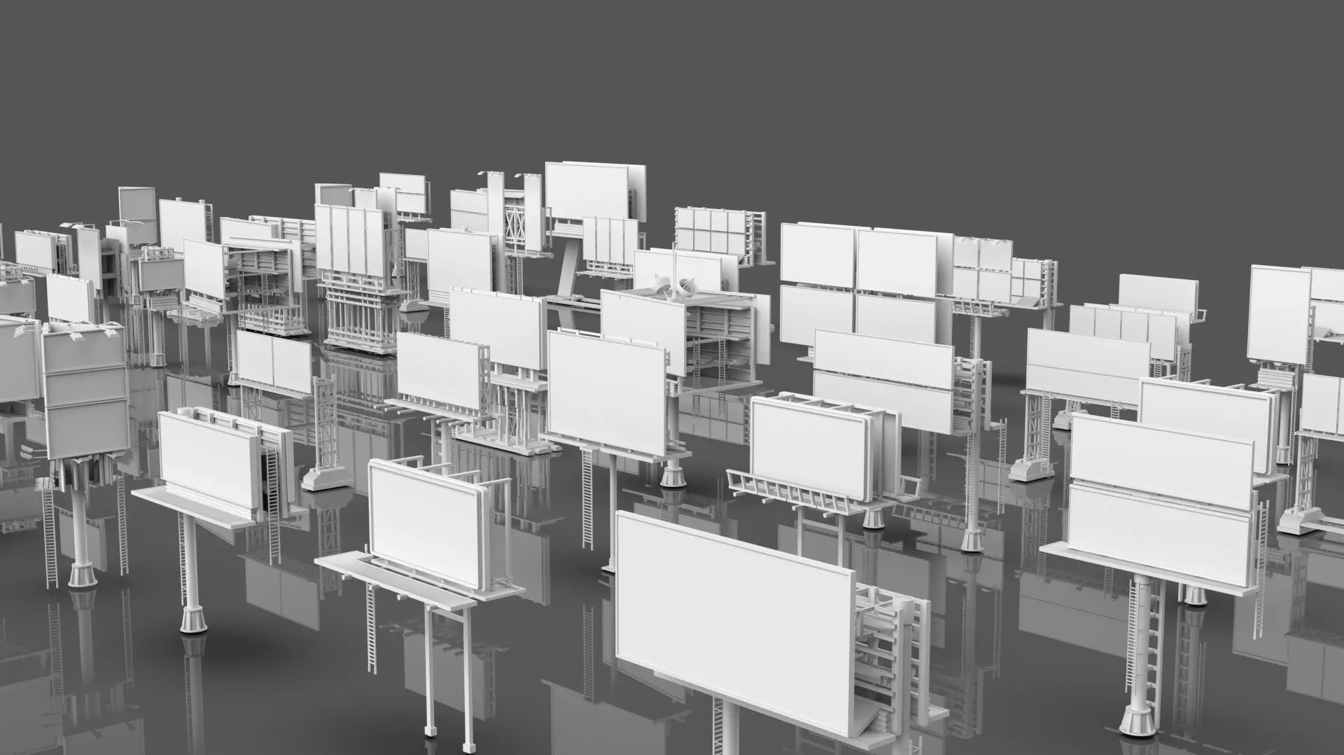 Buildings -Billboards -Turrets-465 Assets Combo Pack -Untextured Low-poly 3D model_13