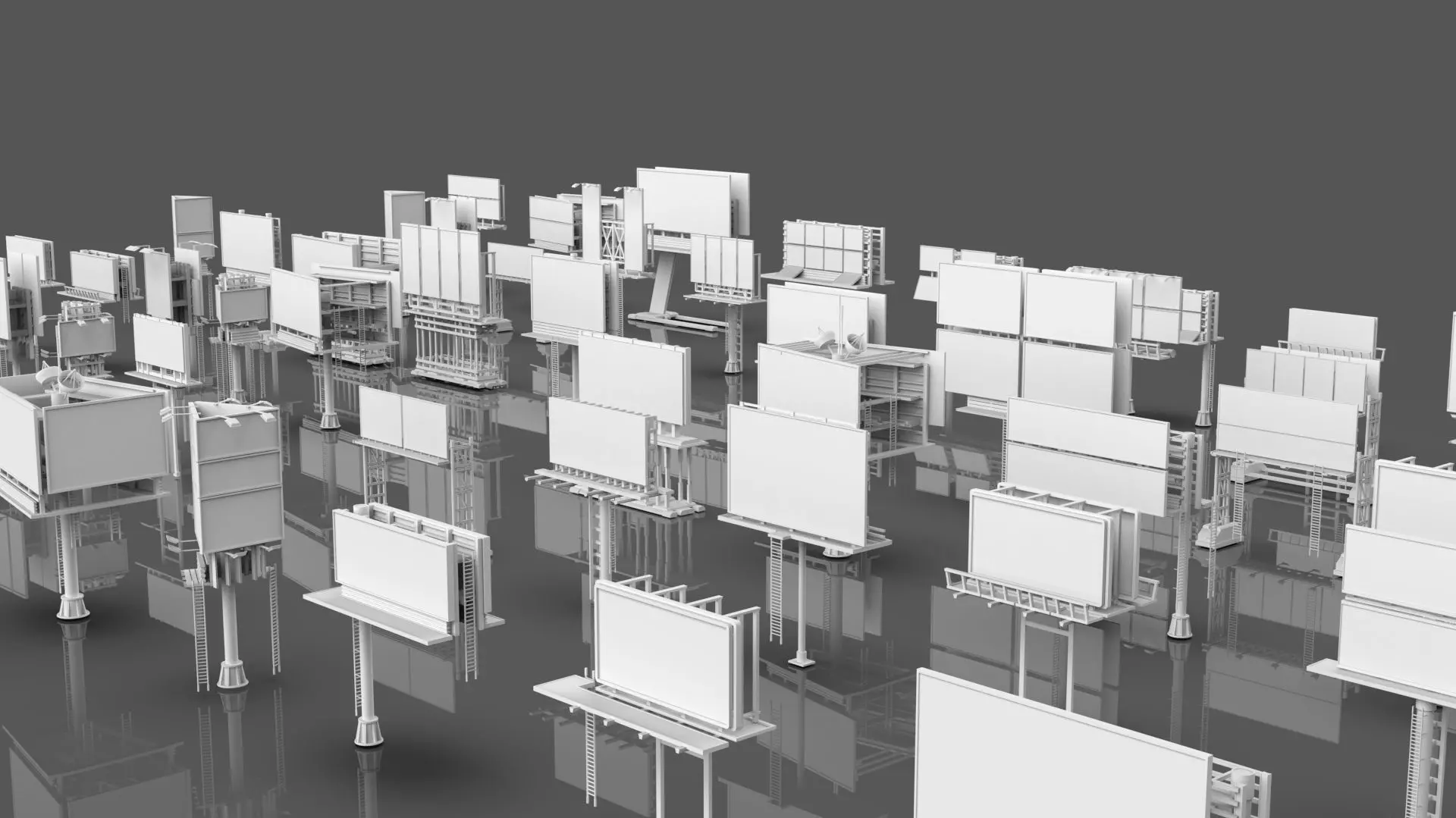 Buildings -Billboards -Turrets-465 Assets Combo Pack -Untextured Low-poly 3D model_11