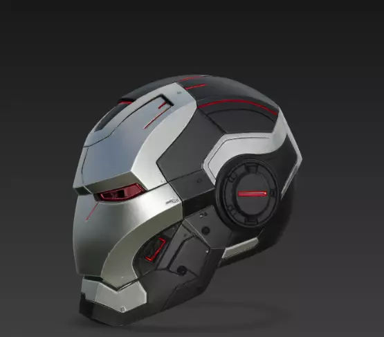 Crimson Cybernetic Assault Helmet 3D Model Elite War Gear 3D model_2