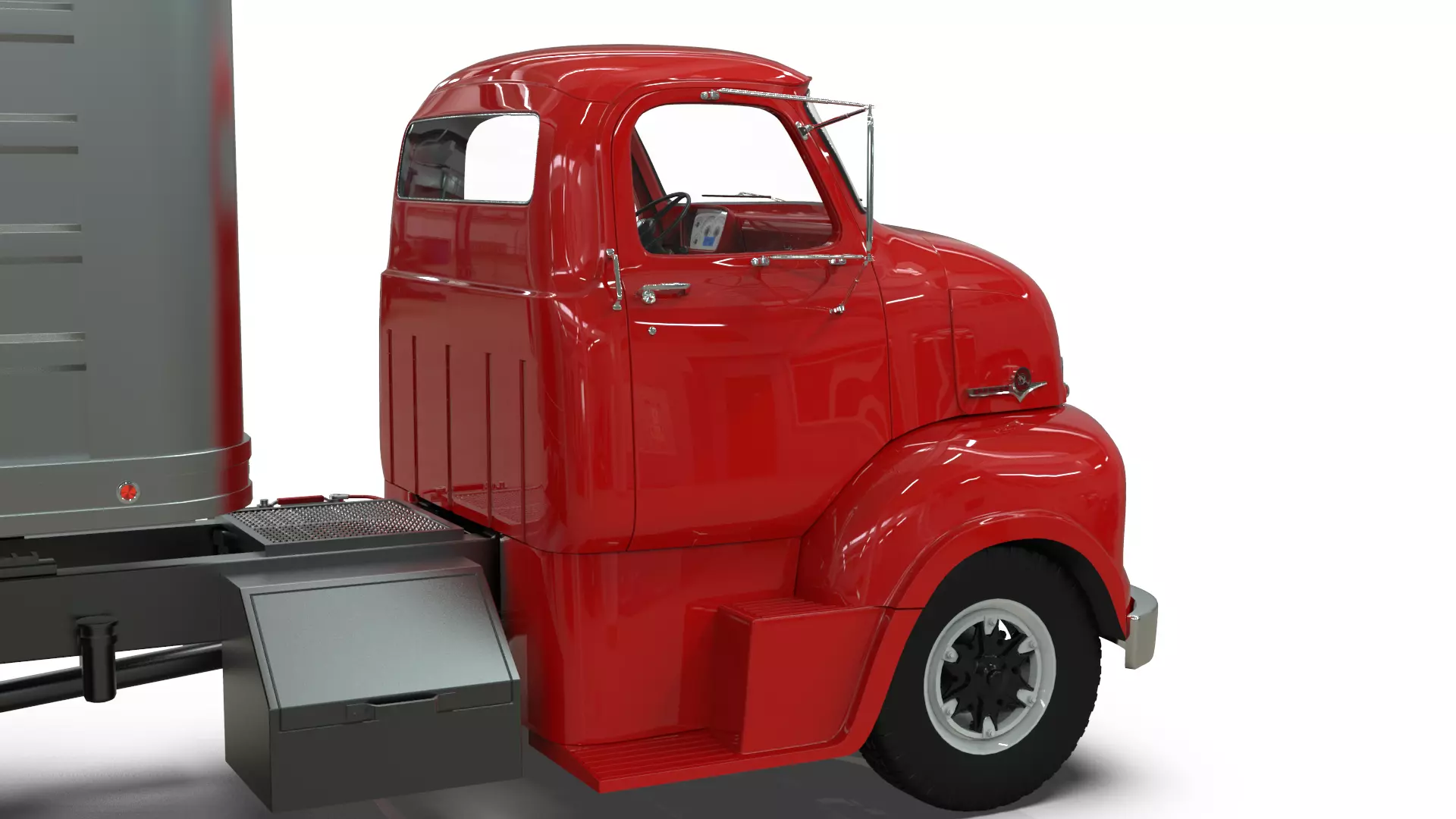 COE Semi Truck Single Axle plus box Trailer 3D model_8