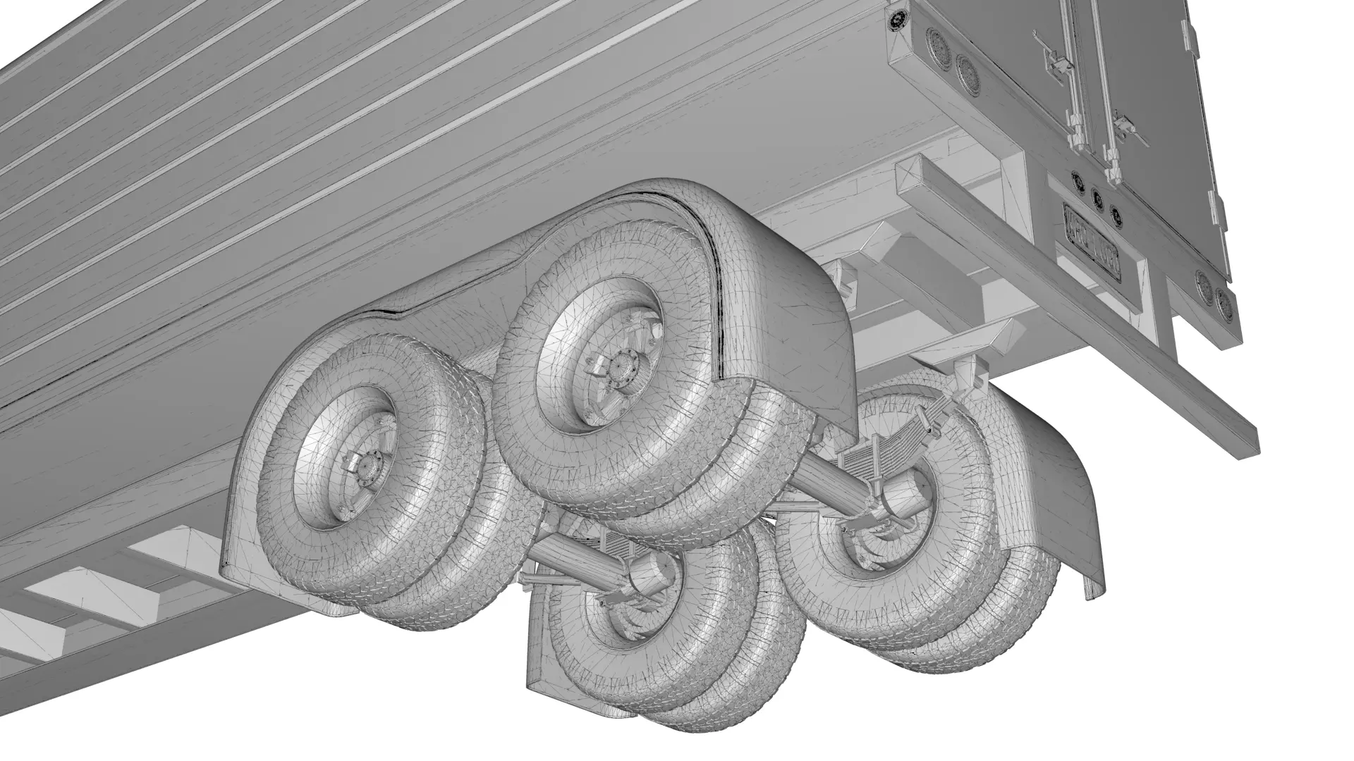 COE Semi Truck Single Axle plus box Trailer 3D model_35
