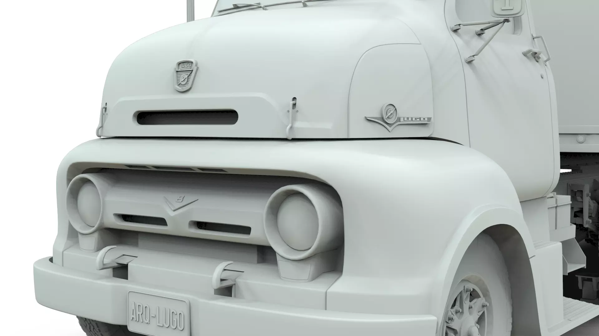 COE Semi Truck Single Axle plus box Trailer 3D model_17