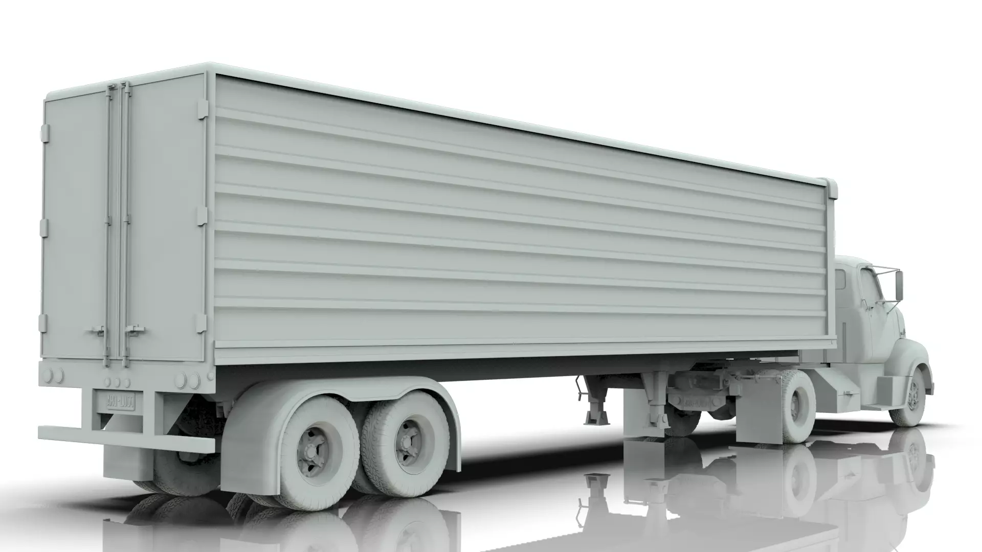 COE Semi Truck Single Axle plus box Trailer 3D model_24