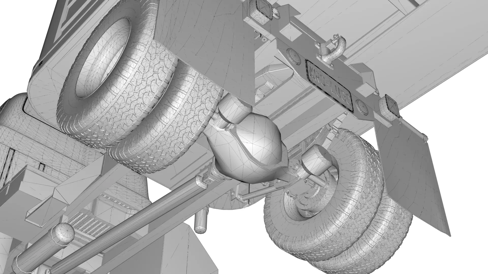 COE Semi Truck Single Axle plus box Trailer 3D model_33