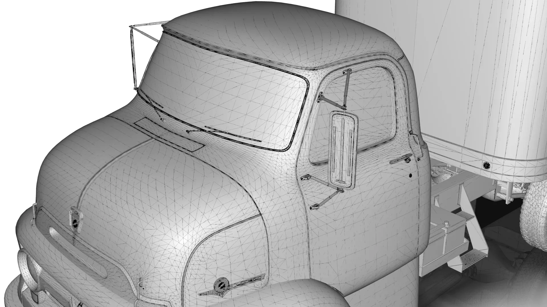 COE Semi Truck Single Axle plus box Trailer 3D model_38