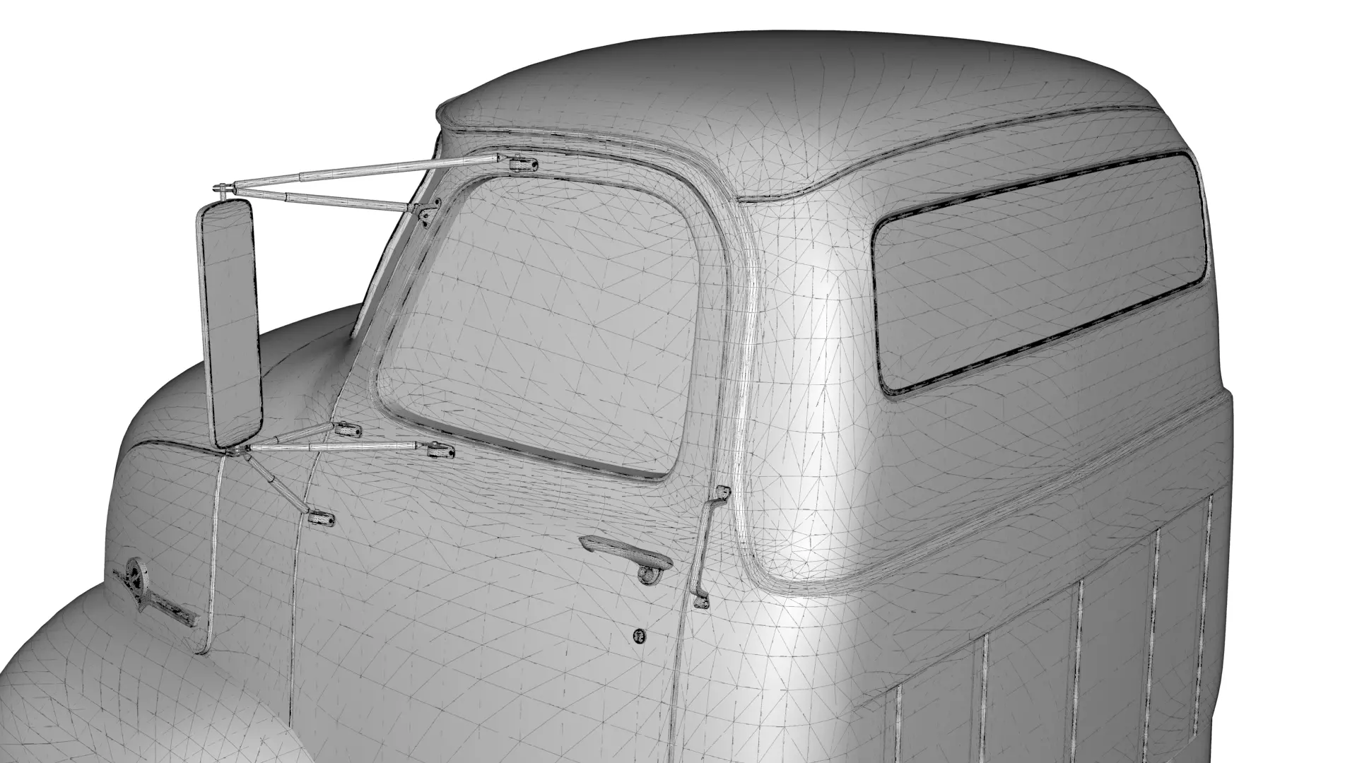 COE Semi Truck Single Axle plus box Trailer 3D model_42