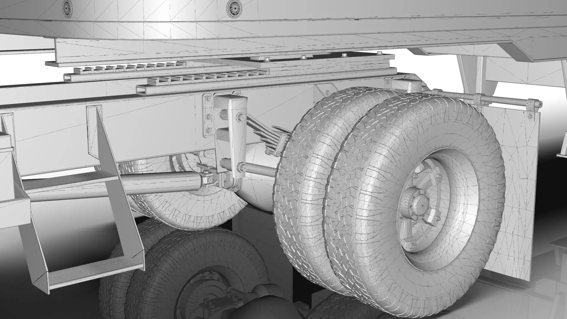 COE Semi Truck Single Axle plus box Trailer 3D model_41