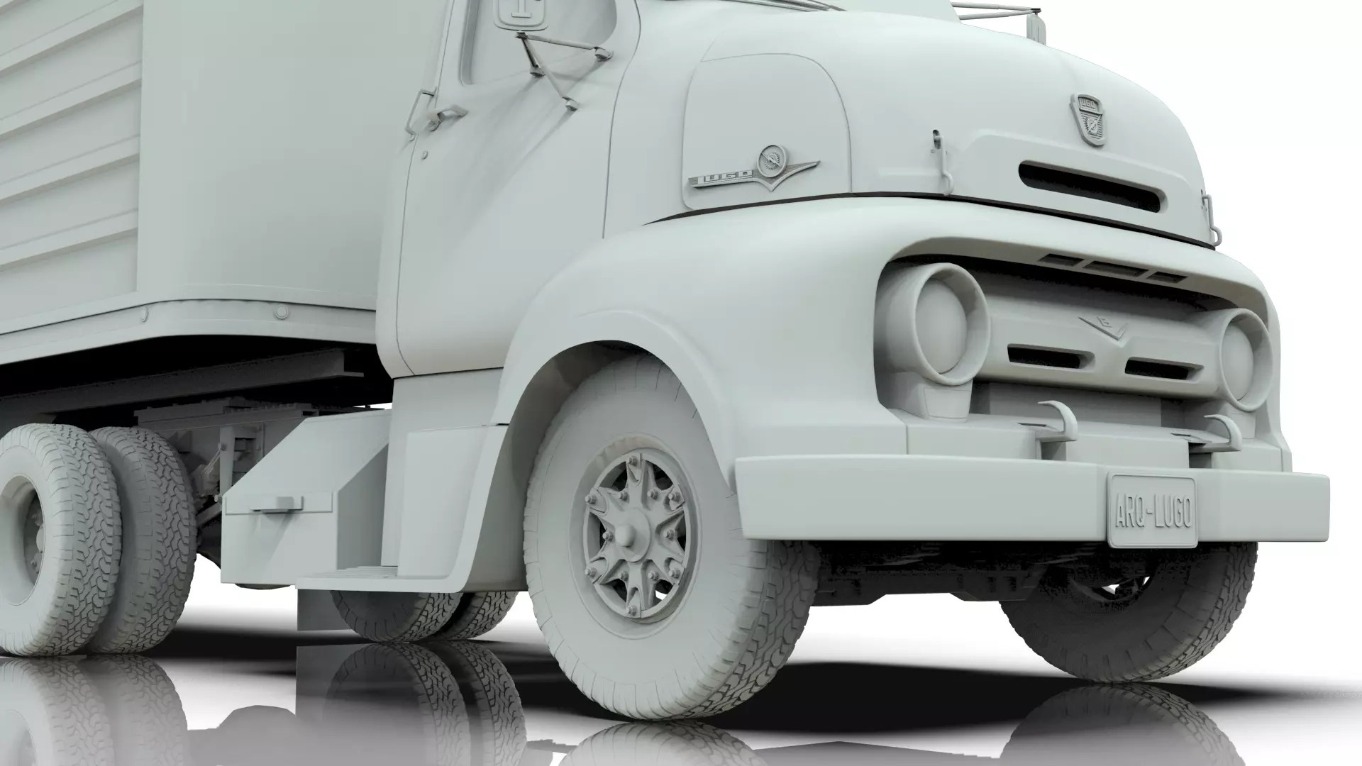 COE Semi Truck Single Axle plus box Trailer 3D model_18