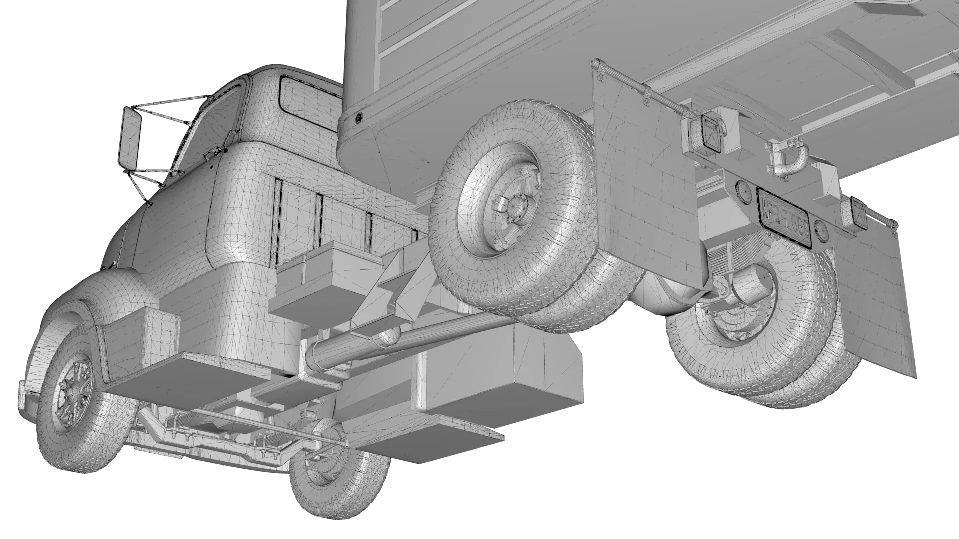 COE Semi Truck Single Axle plus box Trailer 3D model_30