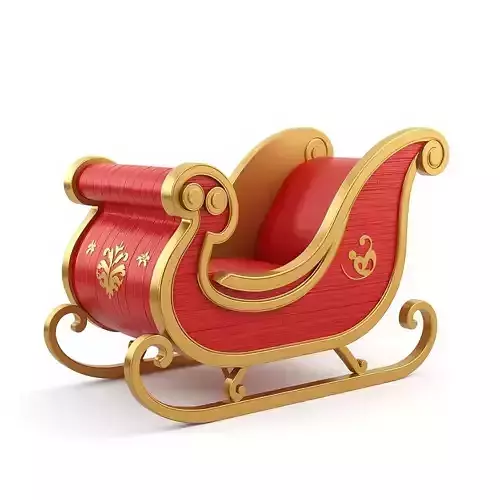 Ornate Santa Sleigh 3D Model Classic Christmas Vehicle Low-poly 3D model