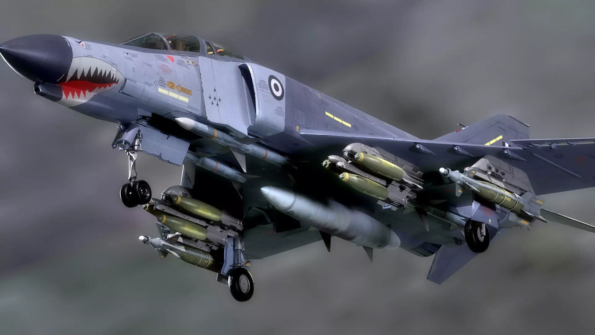 F4 Phantom 2  Grey-with Cockpit-Fully Rigged-High Resolution Low-poly 3D model_15