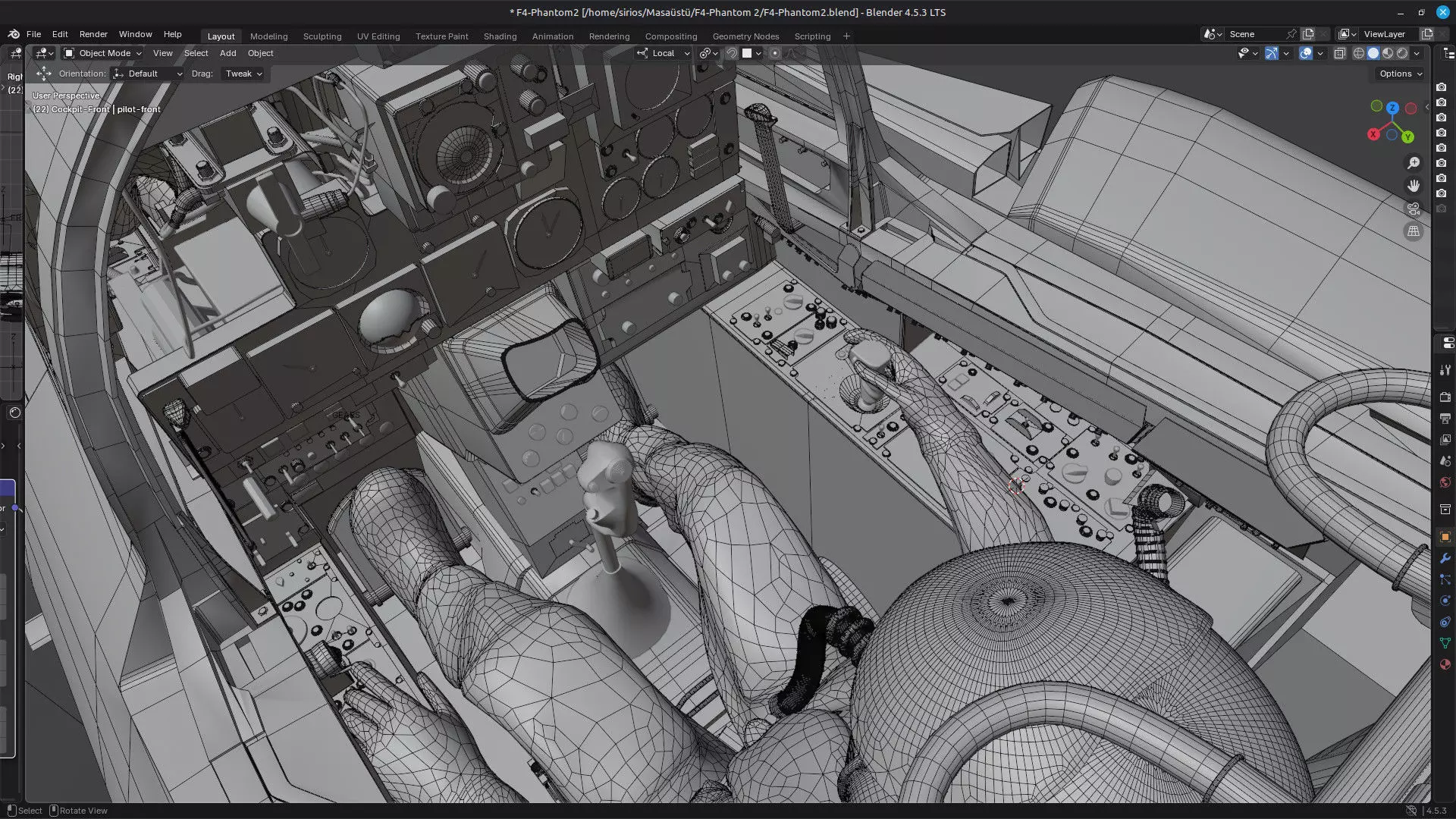 F4 Phantom 2  Grey-with Cockpit-Fully Rigged-High Resolution Low-poly 3D model_35