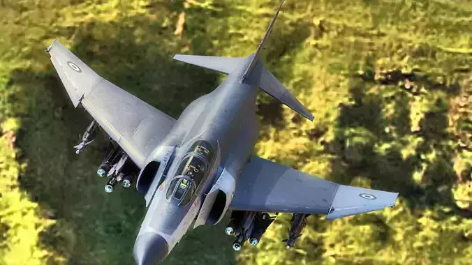 F4 Phantom 2  Grey-with Cockpit-Fully Rigged-High Resolution Low-poly 3D model