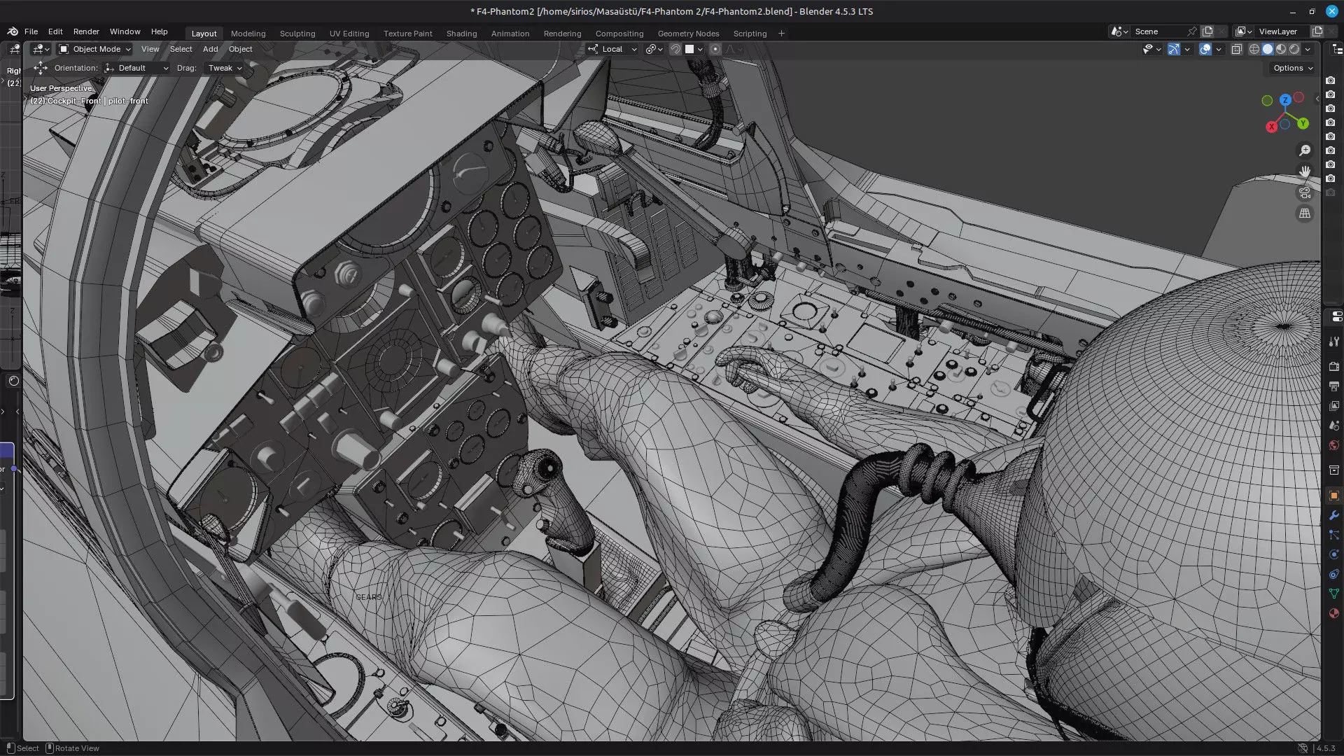 F4 Phantom 2  Grey-with Cockpit-Fully Rigged-High Resolution Low-poly 3D model_34