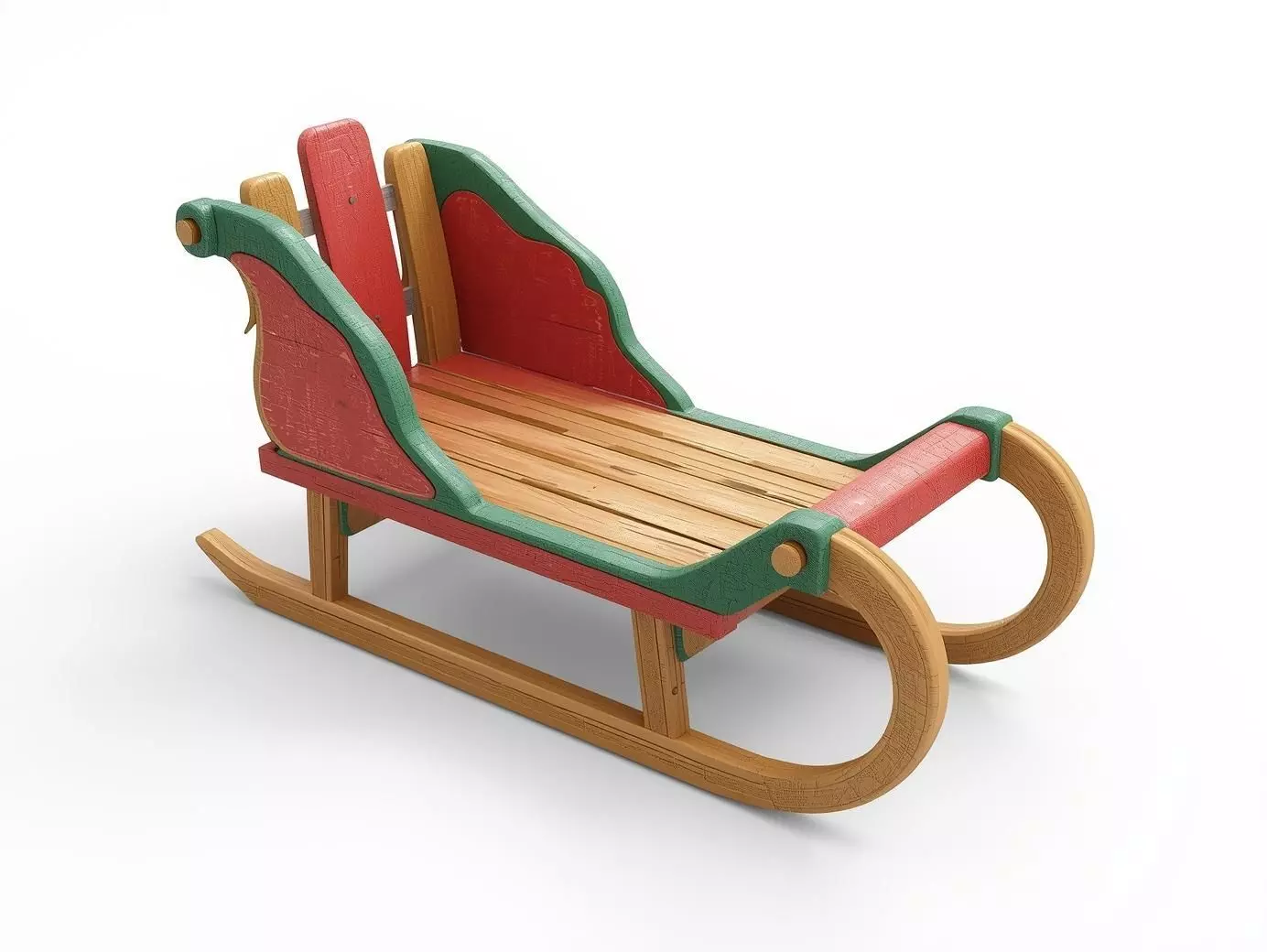 Wooden Christmas Sledge 3D Model Festive Winter Prop Low-poly 3D model_0
