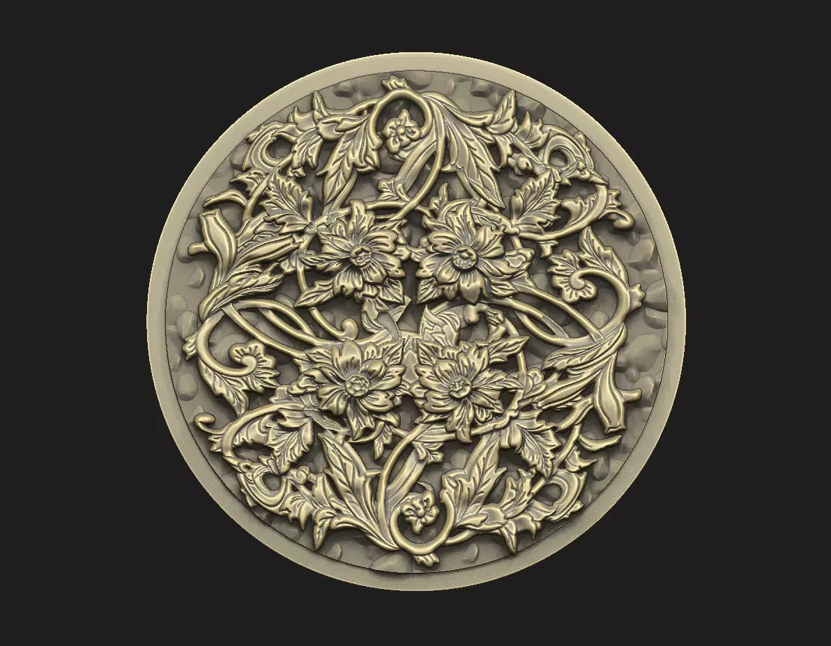 ivy decor floral ornate cnc laser leave motif home wall relief 3D print model