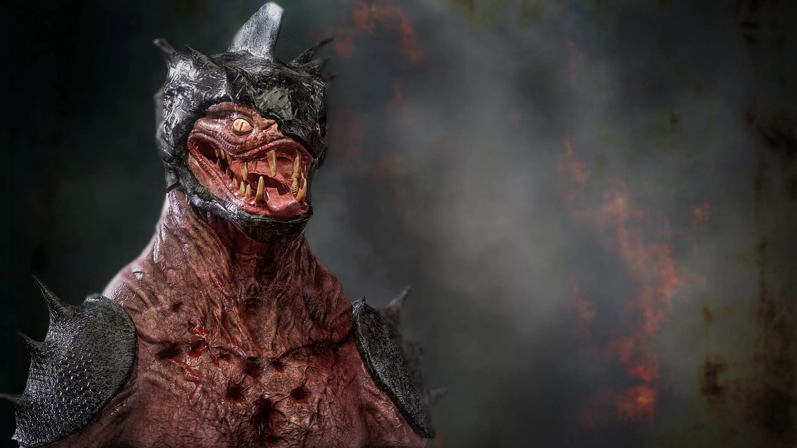 Reptile Bust Sketch 3D model_0