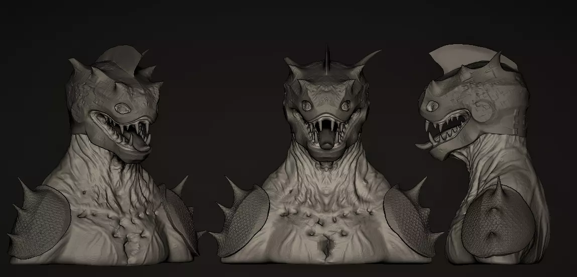 Reptile Bust Sketch 3D model_9