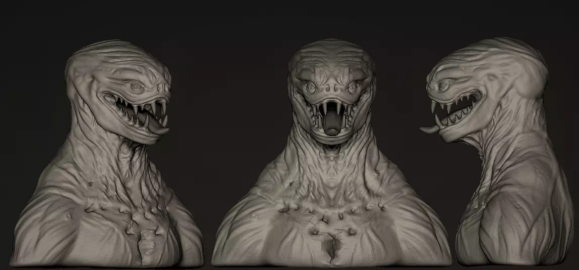 Reptile Bust Sketch 3D model_8
