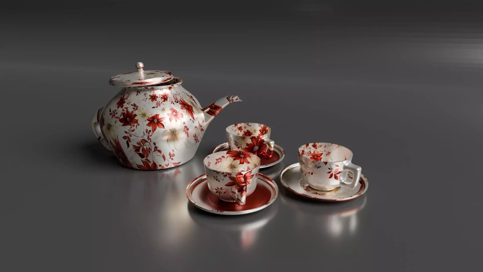 Cangkir Bunga Low-poly 3D model_0