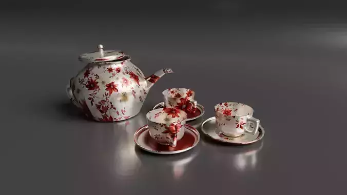 Cangkir Bunga Low-poly 3D model