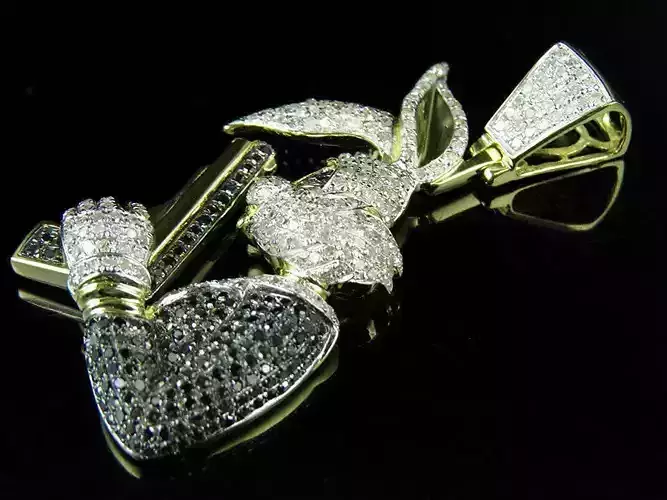 Diamond Bunny Pendant 3D Jewelry Model  Ready for 3D Printing 