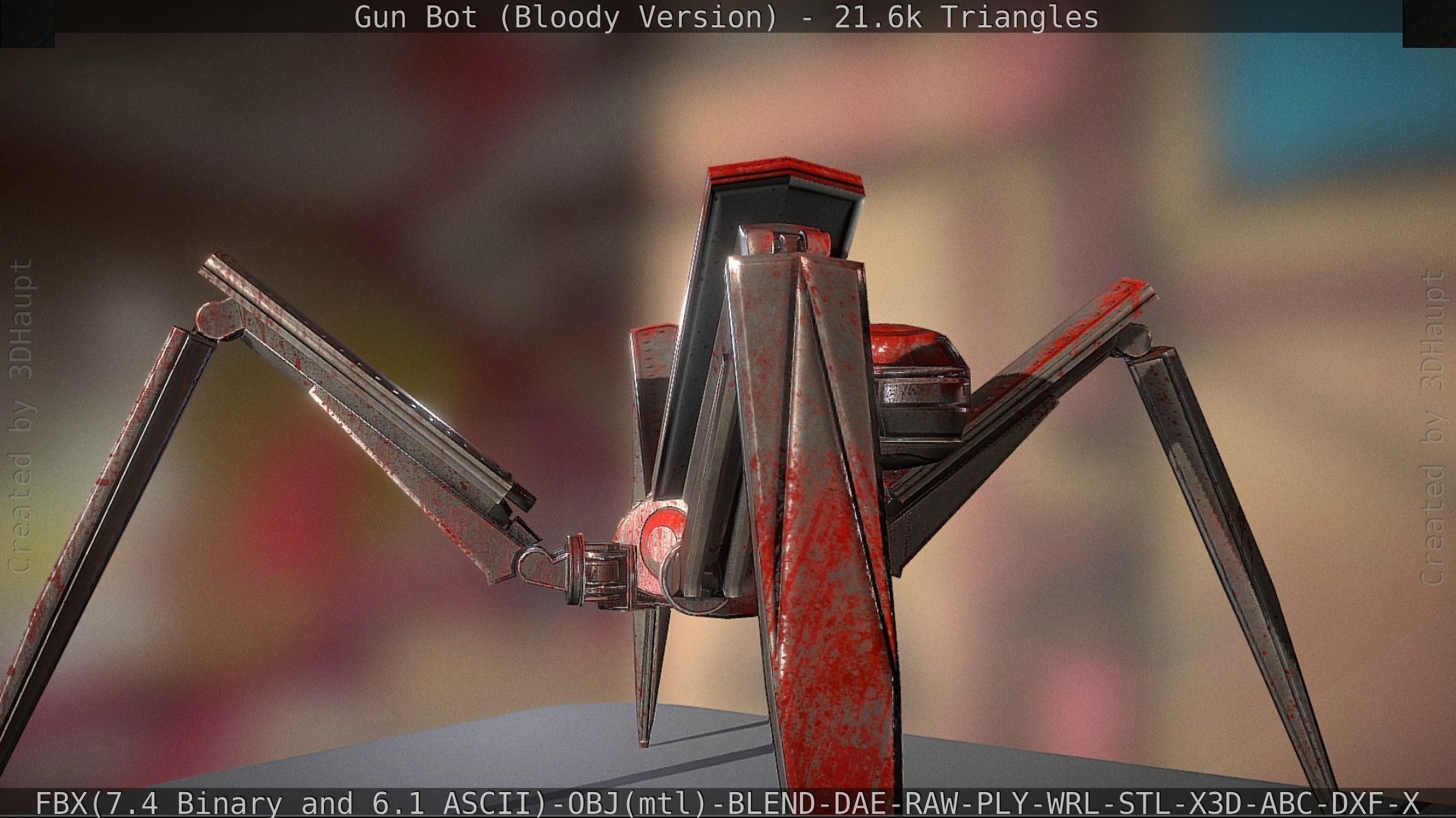 Bloody Gun Bot Low-poly 3D model_41