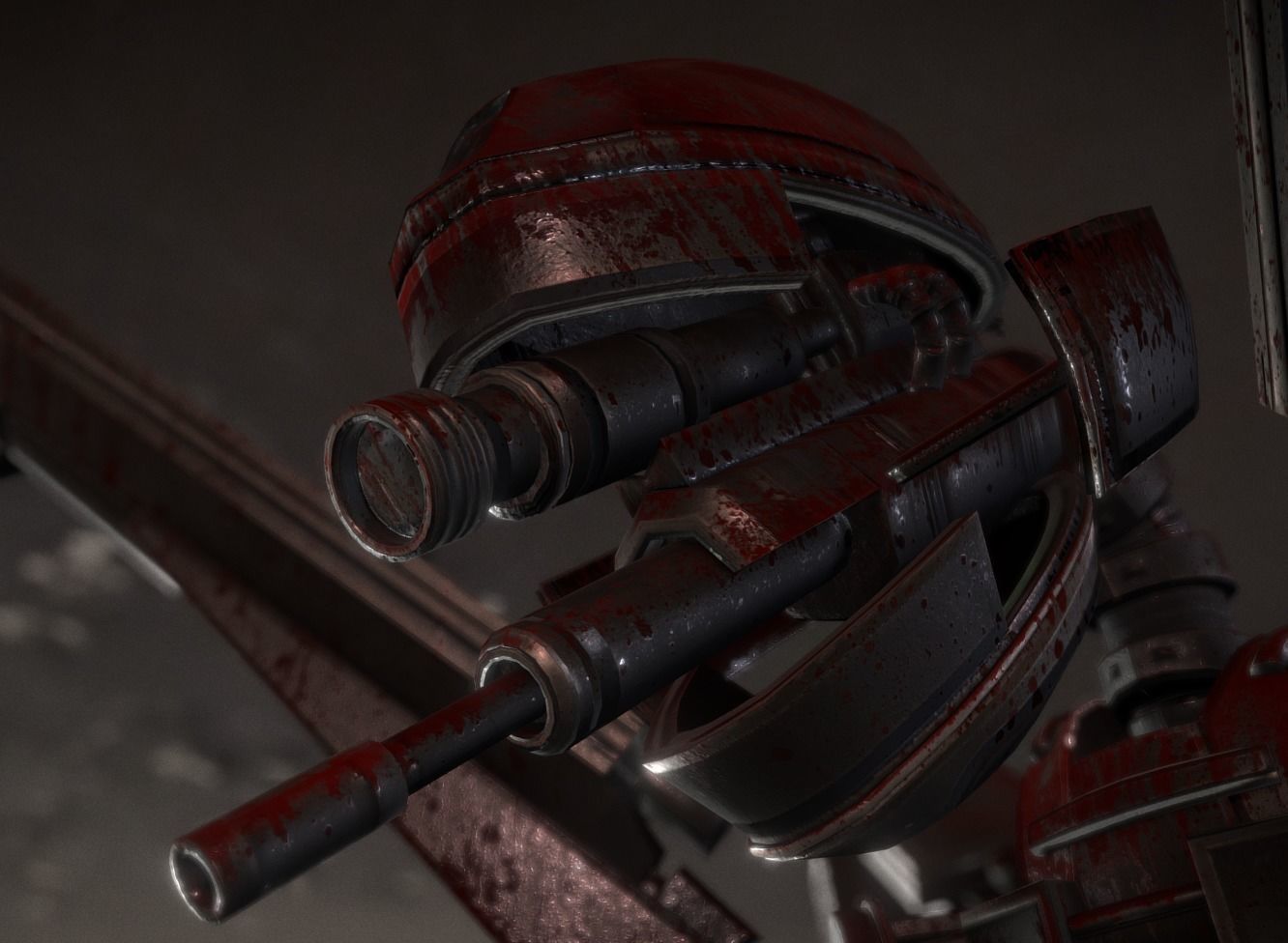 Bloody Gun Bot Low-poly 3D model_6